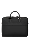 Men's briefcase black made of genuine leather Serapian - textured leather. 100% genuine leather. Closure: zipper. side pocket with zipper. Country of manufacture: Italy. Care: specialized cleaning - photo 4