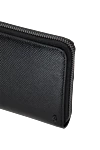 Serapian Black men's clutch bag made of genuine leather - brand logo, textured leather. 100% genuine leather. Closure: zippers. Country of manufacture: Italy. Care: specialized cleaning - photo 5