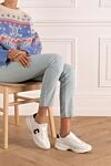 Кроссовки белые женские из натуральной кожи Celine - логотип бренда. 100% натуральная кожа. шнуровка. Страна производитель: Франция. Уход: специализированная чистка - фото 2