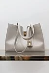 Celine Women's bag, gray, made of genuine leather - brand logo. 100% genuine leather. Size: 37 X 26 X 14 CM. Handle length: height 36 cm. Internal zip pocket. twist lock. Country of manufacture: Italy. Care: specialized cleaning - photo 5