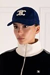 Women's blue cap made of cotton and cashmere Celine - brand logo. 100% cotton. Country of manufacture: Italy. Care: specialized cleaning - photo 2
