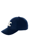 Celine Women's blue cap made of cotton and cashmere - brand logo. 100% cotton. Country of manufacture: Italy. Care: specialized cleaning - photo 3