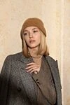 Шапка жіноча в'язана карамельна з кашеміру мохера та шовку Celine - фактурний візерунок. 37% кашемір, 37% мохер, 26% шовк. Країна виробник: Італія. Догляд: спеціалізоване чищення - фото 4