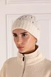 White women's hat made of alpaca and polyamide Celine - textured pattern. 70% alpaca, 30% polyamide. Country of manufacture: Italy. Care: specialized cleaning - photo 2