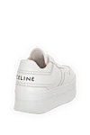 Women's white genuine leather sneakers with high soles Celine - brand logo. 100% genuine leather. Closure: lace. Country of manufacture: Italy. Care: specialized cleaning - photo 4