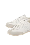 Celine Women's white genuine leather sneakers with logo - brand logo. 100% genuine leather. Closure: lace. Country of manufacture: Italy. Care: specialized cleaning - photo 5