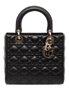 Dior Women's black bag made of genuine leather with a textured pattern - brand logo, textured pattern. 100% genuine leather. Closure: zipper. Country of manufacture: Italy. Care: specialized cleaning - photo 1