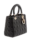 Dior Women's black bag made of genuine leather with a textured pattern - brand logo, textured pattern. 100% genuine leather. Closure: zipper. Country of manufacture: Italy. Care: specialized cleaning - photo 3