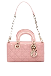 Dior Women's pink calfskin bag - textured leather, Dior pendants. 100% genuine leather. Dimensions: 22 x 12 x 6 cm. Strap length 110-120 cm. Country of manufacture: Italy. Care: specialized cleaning - photo 1