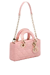 Dior Women's pink calfskin bag - textured leather, Dior pendants. 100% genuine leather. Dimensions: 22 x 12 x 6 cm. Strap length 110-120 cm. Country of manufacture: Italy. Care: specialized cleaning - photo 3