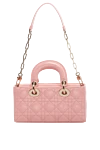 Women's pink calfskin bag Dior - textured leather, Dior pendants. 100% genuine leather. Dimensions: 22 x 12 x 6 cm. Strap length 110-120 cm. Country of manufacture: Italy. Care: specialized cleaning - photo 4