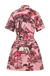 Dior Women's pink dress made of silk and cotton - plant pattern. 52% cotton, 48% silk. Closure: buttons. Country of manufacture: Italy. Care: specialized cleaning - photo 7