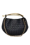 Bottega Veneta Women's black bag made of genuine leather - braided leather, sculpted handle. 100% sheepskin. Size: 33 cm x 20 cm x 4 cm. magnetic clasp. Country of manufacture: Italy. Care: specialized cleaning - photo 1