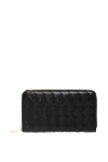 Bottega Veneta Women's black wallet made of genuine leather - woven leather. 100% genuine leather. Closure: zipper. Country of manufacture: Italy. Care: specialized cleaning - photo 1