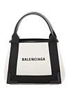 Balenciaga Сумка жіноча біла з текстилю. - логотип бренду. бавовняне полотно та теляча шкіра. Розмір: Д25 x В19 x Ш7 см. Країна виробник: Італія. Догляд: спеціалізоване чищення - фото 1