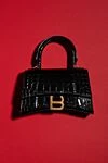 Balenciaga Women's bag, black, made of genuine leather - B Logo, antique gold hardware, crocodile-embossed leather. curved base. 100% shiny calfskin. Dimensions: L18 x H13 x W8 cm. Strap length: adjustable and detachable shoulder strap (54cm). one back pocket. Magnetic stud clasp. Country of manufacture: Italy. Care: specialized cleaning - photo 7