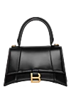 Balenciaga Women's black genuine leather bag with logo - curved base, antique gold B logo. 100% calfskin. Size: L22.5 x H13.75 x W9.75. back pocket, internal slip pocket, internal zip pocket. magnetic clasp. Country of manufacture: Italy. Care: specialized cleaning - photo 1