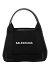 Balenciaga Сумка женская черная из текстиля - логотип бренда. хлопковый холст и телячья кожа. Размер: Д25 x В19 x Ш7 см. Страна производитель: Италия. Уход: специализированная чистка - фото 1