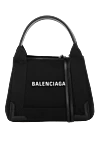 Balenciaga Сумка жіноча чорна із текстилю - логотип бренду. бавовняне полотно та теляча шкіра. Розмір: Д25 x В19 x Ш7 см. Країна виробник: Італія. Догляд: спеціалізоване чищення - фото 5