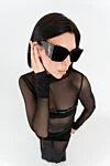Окуляри для захисту від сонця жіночі чорні із пластику Saint Laurent - логотип бренду. пластик. чорний. Країна виробник: Італія. Догляд: спеціалізоване чищення - фото 6
