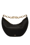 Valentino Women's bag, black, made of genuine leather - brand logo. 100% genuine leather. Closure: zipper. Country of manufacture: Italy. Care: specialized cleaning - photo 1