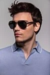 Loro Piana Поло мужское голубое из шелка и льна - контрастная окантовка воротника. 55% шелк, 45% лен. Страна производитель: Италия. Уход: специализированная чистка - фото 7