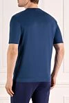 Men's short-sleeved blue jumper made of silk and linen Loro Piana - contrasting edging. 55% silk, 45% linen. Country of manufacture: Italy. Care: specialized cleaning - photo 4