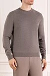 Loro Piana Men's gray cotton long sleeve jumper - 100% cashmere. Country of manufacture: Italy. Care: specialized cleaning - photo 3