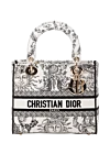 Dior Сумка жіноча біла з текстилю. - підвіски, вишивка Dior. 100% бавовна. Розміри: 24 х 20 х 12 см. Довжина ручки 32см. Країна виробник: Франция. Догляд: спеціалізоване чищення - фото 1