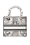 Сумка жіноча біла з текстилю. Dior - підвіски, вишивка Dior. 100% бавовна. Розміри: 24 х 20 х 12 см. Довжина ручки 32см. Країна виробник: Франция. Догляд: спеціалізоване чищення - фото 4