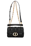 Dior Women's black calfskin bag with logo - white lacquered aluminum pearl on front. 100% calfskin. Strap: Detachable and adjustable chain shoulder strap with white resin pearls and leather insert. zip pocket, internal slip pocket. Closure: Double flap clasp. Country of manufacture: Italy. Care: specialized cleaning - photo 1