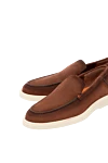 Santoni Men's brown nubuck loafers - contrast sole. 100% nubuck. Country of manufacture: Italy. Care: specialized cleaning - photo 5