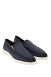 Santoni Men's blue nubuck loafers - perforation, contrast sole. 100% nubuck. Country of manufacture: Italy. Care: specialized cleaning - photo 3