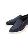 Santoni Men's blue nubuck loafers - perforation, contrast sole. 100% nubuck. Country of manufacture: Italy. Care: specialized cleaning - photo 5