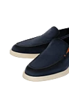 Santoni Men's blue loafers made of nubuck - contrast sole. 100% nubuck. Country of manufacture: Italy. Care: specialized cleaning - photo 5