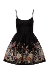 Zimmermann Women's black dress made of linen and silk - flowers print. 53% linen, 47% silk. Country of manufacture: Italy. Care: specialized cleaning - photo 1