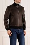 Seraphin Men's black jacket made of genuine leather - 100% genuine leather. Closure: zipper. two side pockets. Country of manufacture: Italy. Care: specialized cleaning - photo 3