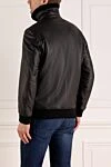 Men's black jacket made of genuine leather Seraphin - natural fur. 100% genuine leather. Closure: zipper. two side pockets. Country of manufacture: Italy. Care: specialized cleaning - photo 4