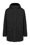 Seraphin Men's black nylon jacket with fur - crocodile leather inserts. nylon, natural fur. Closure: zipper. two side pockets. Insulation: natural fur. Country of manufacture: Italy. Care: specialized cleaning - photo 1