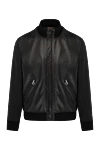 Seraphin Men's black jacket made of genuine leather and cashmere - 80% genuine leather, 20% cashmere. Closure: zipper. two side pockets. Country of manufacture: Italy. Care: specialized cleaning - photo 1