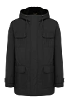 Seraphin Men's black nylon jacket with fur - nylon, natural fur. hood. zipper, drawstring . two side pockets, two chest pockets. Insulation: natural fur. Country of manufacture: Italy. Care: specialized cleaning - photo 1