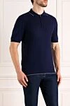 Svevo Men's blue cotton polo shirt - contrast collar trim. Composition:100% cotton. Closure: zipper. Country of manufacture: Italy. Care: specialized cleaning - photo 3