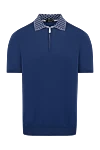 Svevo Men's blue cotton polo with patterned collar - collar with weave pattern. Composition:100% cotton. Closure: zipper. Country of manufacture: Italy. Care: specialized cleaning - photo 1