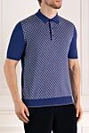 Svevo Men's blue cotton polo with pattern - weaving pattern. Composition:100% cotton. Closure: zipper. Country of manufacture: Italy. Care: specialized cleaning - photo 3