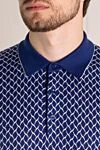 Svevo Men's blue cotton polo with pattern - weaving pattern. Composition:100% cotton. Closure: zipper. Country of manufacture: Italy. Care: specialized cleaning - photo 5