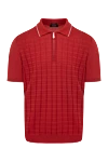 Svevo Men's red cotton polo - checkered pattern, contrasting collar edging. Composition:100% cotton. Closure: zipper. Country of manufacture: Italy. Care: specialized cleaning - photo 1