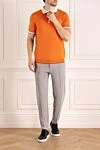 Men's orange cotton polo Svevo - contrast collar, sleeve piping. 100% cotton. Closure: zipper. Country of manufacture: Italy. Care: specialized cleaning - photo 2