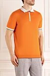 Svevo Men's orange cotton polo - contrast collar, sleeve piping. 100% cotton. Closure: zipper. Country of manufacture: Italy. Care: specialized cleaning - photo 3