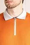 Svevo Men's orange cotton polo - contrast collar, sleeve piping. 100% cotton. Closure: zipper. Country of manufacture: Italy. Care: specialized cleaning - photo 5