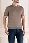 Svevo Men's beige cotton polo - small check pattern. Composition:100% cotton. Closure: zipper. Country of manufacture: Italy. Care: specialized cleaning - photo 3